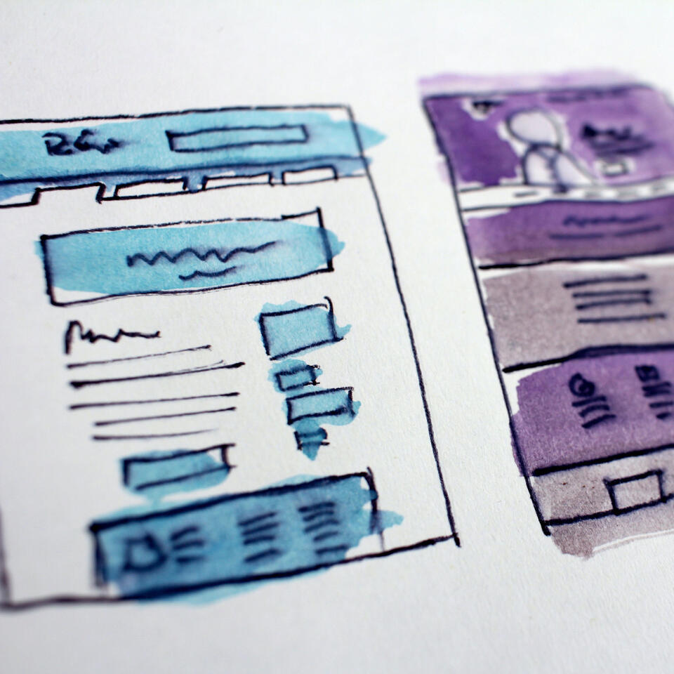 Watercolor Sketch of Marketing Cards